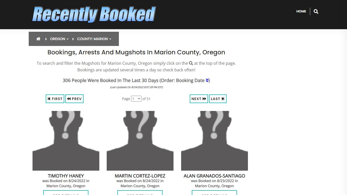 Recent bookings, Arrests, Mugshots in Marion County, Oregon