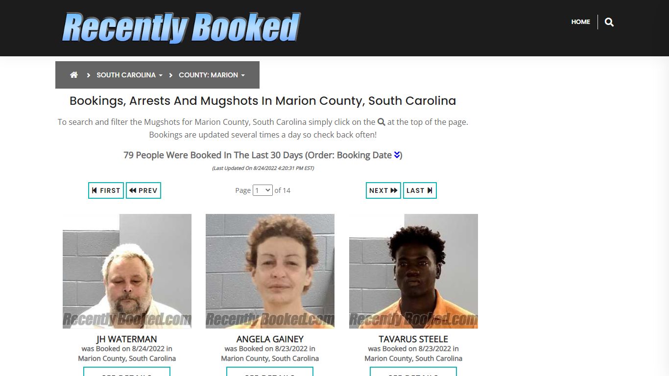 Bookings, Arrests and Mugshots in Marion County, South Carolina